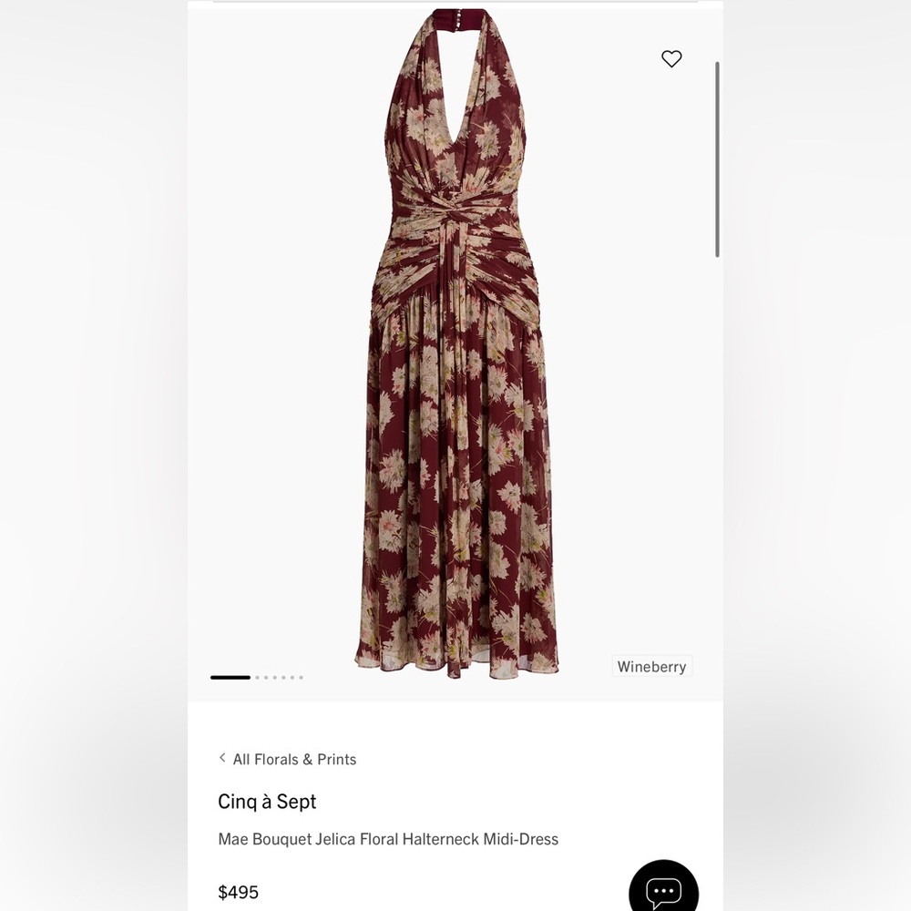 Cinq a Sept Mae Bouquet Jelica Floral Halterneck Midi Dress